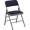 image:imageFlash Furniture HERCULES Series Curved Triple Braced amp Double Hinged Beige Vinyl Metal Folding ChairNavy FabricGray Frame