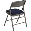 image:imageFlash Furniture HERCULES Series Curved Triple Braced amp Double Hinged Beige Vinyl Metal Folding ChairNavy FabricGray Frame