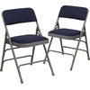image:imageFlash Furniture HERCULES Series Curved Triple Braced amp Double Hinged Beige Vinyl Metal Folding ChairNavy FabricGray Frame