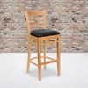 image:imageFlash Furniture HERCULES Series Ladder Back Walnut Wood Restaurant Barstool  Burgundy Vinyl SeatBlack Vinyl SeatNatural Wood Frame