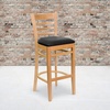 image:imageFlash Furniture HERCULES Series Ladder Back Walnut Wood Restaurant Barstool  Burgundy Vinyl SeatBlack Vinyl SeatNatural Wood Frame
