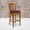 image:imageFlash Furniture HERCULES Series Ladder Back Walnut Wood Restaurant Barstool  Burgundy Vinyl SeatBurgundy Vinyl SeatCherry Wood Frame