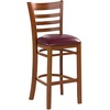 image:imageFlash Furniture HERCULES Series Ladder Back Walnut Wood Restaurant Barstool  Burgundy Vinyl SeatBurgundy Vinyl SeatCherry Wood Frame