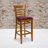 image:imageFlash Furniture HERCULES Series Ladder Back Walnut Wood Restaurant Barstool  Burgundy Vinyl SeatBurgundy Vinyl SeatCherry Wood Frame