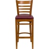 image:imageFlash Furniture HERCULES Series Ladder Back Walnut Wood Restaurant Barstool  Burgundy Vinyl SeatBurgundy Vinyl SeatCherry Wood Frame