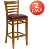 image:imageFlash Furniture HERCULES Series Ladder Back Walnut Wood Restaurant Barstool  Burgundy Vinyl SeatBurgundy Vinyl SeatCherry Wood Frame