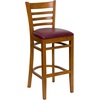 image:imageFlash Furniture HERCULES Series Ladder Back Walnut Wood Restaurant Barstool  Burgundy Vinyl SeatBurgundy Vinyl SeatCherry Wood Frame