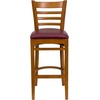 image:imageFlash Furniture HERCULES Series Ladder Back Walnut Wood Restaurant Barstool  Burgundy Vinyl SeatBurgundy Vinyl SeatCherry Wood Frame