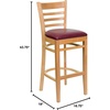 image:imageFlash Furniture HERCULES Series Ladder Back Walnut Wood Restaurant Barstool  Burgundy Vinyl SeatBurgundy Vinyl SeatNatural Wood Frame
