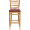 image:imageFlash Furniture HERCULES Series Ladder Back Walnut Wood Restaurant Barstool  Burgundy Vinyl SeatBurgundy Vinyl SeatNatural Wood Frame
