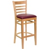 image:imageFlash Furniture HERCULES Series Ladder Back Walnut Wood Restaurant Barstool  Burgundy Vinyl SeatBurgundy Vinyl SeatNatural Wood Frame