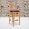 image:imageFlash Furniture HERCULES Series Ladder Back Walnut Wood Restaurant Barstool  Burgundy Vinyl SeatBurgundy Vinyl SeatNatural Wood Frame