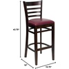 image:imageFlash Furniture HERCULES Series Ladder Back Walnut Wood Restaurant Barstool  Burgundy Vinyl SeatBurgundy Vinyl SeatWalnut Wood Frame