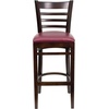 image:imageFlash Furniture HERCULES Series Ladder Back Walnut Wood Restaurant Barstool  Burgundy Vinyl SeatBurgundy Vinyl SeatWalnut Wood Frame