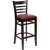 image:imageFlash Furniture HERCULES Series Ladder Back Walnut Wood Restaurant Barstool  Burgundy Vinyl SeatBurgundy Vinyl SeatWalnut Wood Frame
