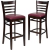 image:imageFlash Furniture HERCULES Series Ladder Back Walnut Wood Restaurant Barstool  Burgundy Vinyl SeatBurgundy Vinyl SeatWalnut Wood Frame