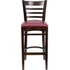 image:imageFlash Furniture HERCULES Series Ladder Back Walnut Wood Restaurant Barstool  Burgundy Vinyl SeatBurgundy Vinyl SeatWalnut Wood Frame