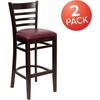 image:imageFlash Furniture HERCULES Series Ladder Back Walnut Wood Restaurant Barstool  Burgundy Vinyl SeatBurgundy Vinyl SeatWalnut Wood Frame