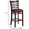 image:imageFlash Furniture HERCULES Series Ladder Back Walnut Wood Restaurant Barstool  Burgundy Vinyl SeatBurgundy Vinyl SeatWalnut Wood Frame