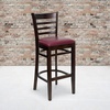 image:imageFlash Furniture HERCULES Series Ladder Back Walnut Wood Restaurant Barstool  Burgundy Vinyl SeatBurgundy Vinyl SeatWalnut Wood Frame