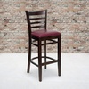 image:imageFlash Furniture HERCULES Series Ladder Back Walnut Wood Restaurant Barstool  Burgundy Vinyl SeatBurgundy Vinyl SeatWalnut Wood Frame