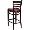 image:imageFlash Furniture HERCULES Series Ladder Back Walnut Wood Restaurant Barstool  Burgundy Vinyl SeatBurgundy Vinyl SeatWalnut Wood Frame