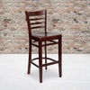 image:imageFlash Furniture HERCULES Series Ladder Back Walnut Wood Restaurant Barstool  Burgundy Vinyl SeatMahogany Wood SeatMahogany Wood Frame