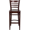 image:imageFlash Furniture HERCULES Series Ladder Back Walnut Wood Restaurant Barstool  Burgundy Vinyl SeatMahogany Wood SeatMahogany Wood Frame