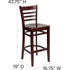 image:imageFlash Furniture HERCULES Series Ladder Back Walnut Wood Restaurant Barstool  Burgundy Vinyl SeatMahogany Wood SeatMahogany Wood Frame