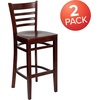 image:imageFlash Furniture HERCULES Series Ladder Back Walnut Wood Restaurant Barstool  Burgundy Vinyl SeatMahogany Wood SeatMahogany Wood Frame