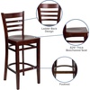 image:imageFlash Furniture HERCULES Series Ladder Back Walnut Wood Restaurant Barstool  Burgundy Vinyl SeatMahogany Wood SeatMahogany Wood Frame
