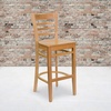 image:imageFlash Furniture HERCULES Series Ladder Back Walnut Wood Restaurant Barstool  Burgundy Vinyl SeatNatural Wood SeatNatural Wood Frame