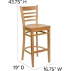 image:imageFlash Furniture HERCULES Series Ladder Back Walnut Wood Restaurant Barstool  Burgundy Vinyl SeatNatural Wood SeatNatural Wood Frame