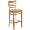 image:imageFlash Furniture HERCULES Series Ladder Back Walnut Wood Restaurant Barstool  Burgundy Vinyl SeatNatural Wood SeatNatural Wood Frame