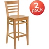 image:imageFlash Furniture HERCULES Series Ladder Back Walnut Wood Restaurant Barstool  Burgundy Vinyl SeatNatural Wood SeatNatural Wood Frame