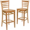 image:imageFlash Furniture HERCULES Series Ladder Back Walnut Wood Restaurant Barstool  Burgundy Vinyl SeatNatural Wood SeatNatural Wood Frame