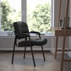 image:imageFlash Furniture Haeger LeatherSoft Tufted Executive Reception Chair with Padded Armrests Upholstered Side Chair for Living Room or Office BlackBlack LeathersoftTitanium Frame
