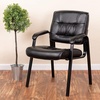 image:imageFlash Furniture Haeger LeatherSoft Tufted Executive Reception Chair with Padded Armrests Upholstered Side Chair for Living Room or Office BlackBlack LeathersoftBlack Frame