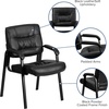 image:imageFlash Furniture Haeger LeatherSoft Tufted Executive Reception Chair with Padded Armrests Upholstered Side Chair for Living Room or Office BlackBlack LeathersoftBlack Frame