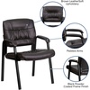 image:imageFlash Furniture Haeger LeatherSoft Tufted Executive Reception Chair with Padded Armrests Upholstered Side Chair for Living Room or Office BlackBrown LeathersoftBlack Frame