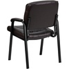 image:imageFlash Furniture Haeger LeatherSoft Tufted Executive Reception Chair with Padded Armrests Upholstered Side Chair for Living Room or Office BlackBrown LeathersoftBlack Frame