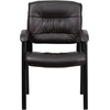 image:imageFlash Furniture Haeger LeatherSoft Tufted Executive Reception Chair with Padded Armrests Upholstered Side Chair for Living Room or Office BlackBrown LeathersoftBlack Frame