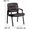 image:imageFlash Furniture Haeger LeatherSoft Tufted Executive Reception Chair with Padded Armrests Upholstered Side Chair for Living Room or Office BlackBrown LeathersoftBlack Frame