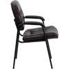 image:imageFlash Furniture Haeger LeatherSoft Tufted Executive Reception Chair with Padded Armrests Upholstered Side Chair for Living Room or Office BlackBrown LeathersoftBlack Frame