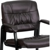 image:imageFlash Furniture Haeger LeatherSoft Tufted Executive Reception Chair with Padded Armrests Upholstered Side Chair for Living Room or Office BlackBrown LeathersoftBlack Frame