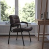image:imageFlash Furniture Haeger LeatherSoft Tufted Executive Reception Chair with Padded Armrests Upholstered Side Chair for Living Room or Office BlackBrown LeathersoftBlack Frame