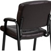 image:imageFlash Furniture Haeger LeatherSoft Tufted Executive Reception Chair with Padded Armrests Upholstered Side Chair for Living Room or Office BlackBrown LeathersoftBlack Frame