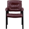 image:imageFlash Furniture Haeger LeatherSoft Tufted Executive Reception Chair with Padded Armrests Upholstered Side Chair for Living Room or Office BlackBurgundy LeathersoftBlack Frame