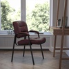 image:imageFlash Furniture Haeger LeatherSoft Tufted Executive Reception Chair with Padded Armrests Upholstered Side Chair for Living Room or Office BlackBurgundy LeathersoftBlack Frame