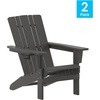 image:imageFlash Furniture Halifax Adirondack Chair with Cup Holder Weather Resistant Poly Resin Adirondack Chair RedGrey